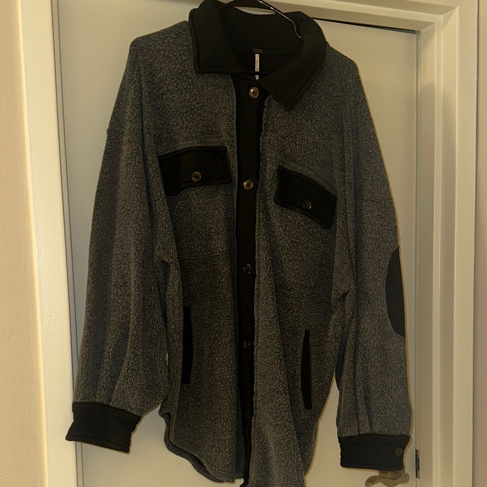 Free People Charcoal and Black Teddy Jacket
